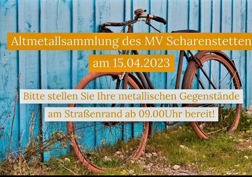 So einfach macht es uns der Musikverein, einfach am Samstag ab 9:00 das Altmetall am Straßenrand abstellen und abgeholt wird es #Scharenstetten #Musikverein #Altmetall