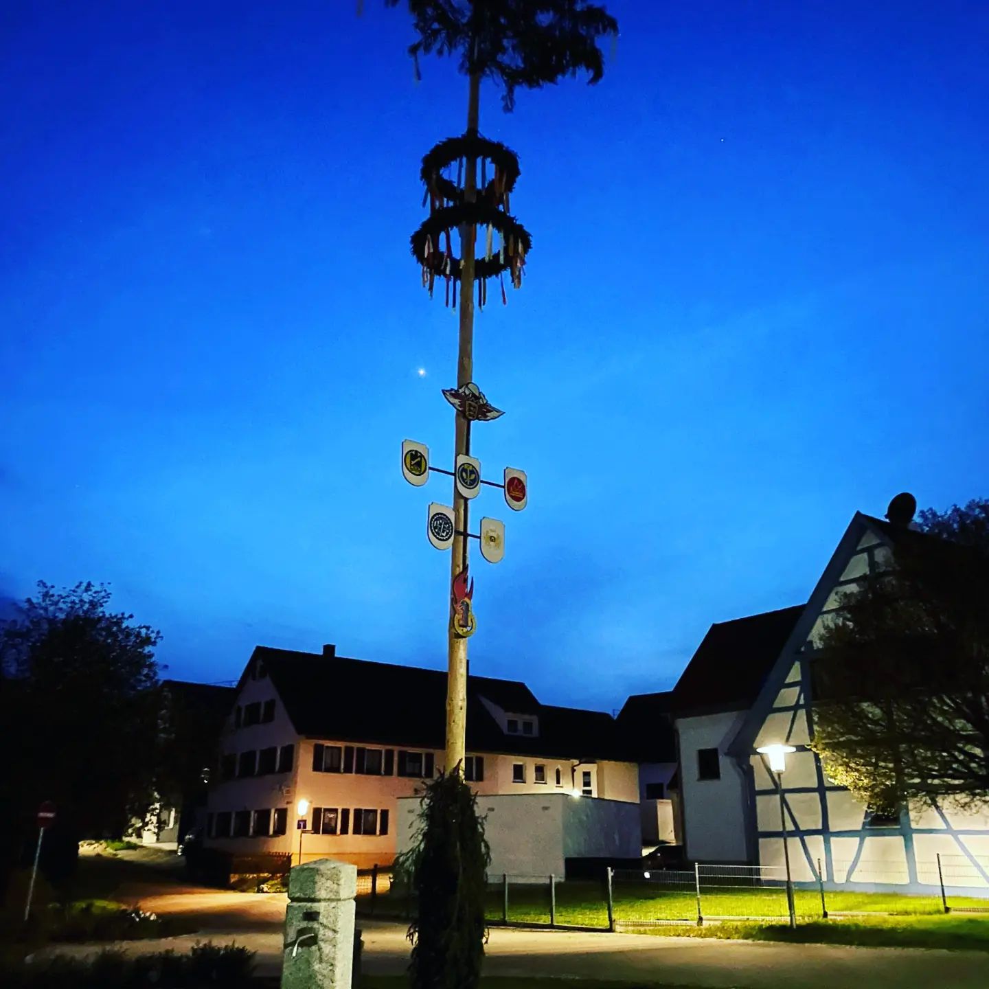 Tolle Stimmung auf dem Dorfplatz und ein wunderschöner Mainbaum. Vielen Dank an die Landfrauen für die Kränze, die Feuerwehr für das Aufstellen und Frühstück – und den Musikverein für das Ständchen! #dorfleben #scharenstetten #landfrauenscharenstetten #musikvereinscharenstetten #ffwscharenstetten