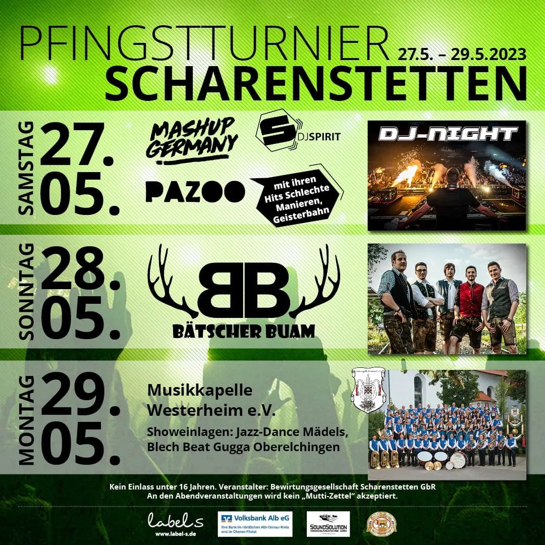 Auf zum Pfingstturnier in Scharenstetten, 27.5. bis 29.5. wird tagsüber Fußball gespielt und am Abend im Bierzelt gefeiert #Pfingstturnier #sportvereinscharenstetten #svscharenstetten #Scharenstetten