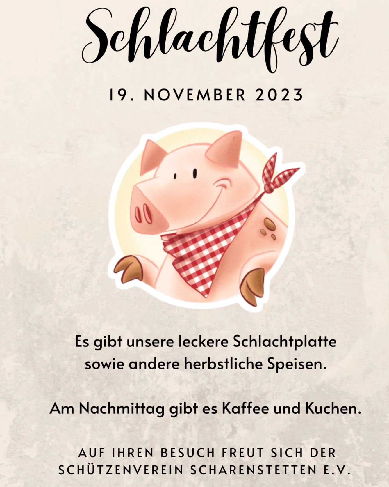 Schlachtfest 19.11.2023 beim Schützenverein Scharenstetten #SchützenvereinScharenstetten #schlachtfest #genussregion #albdonaukreis #scharenstetten