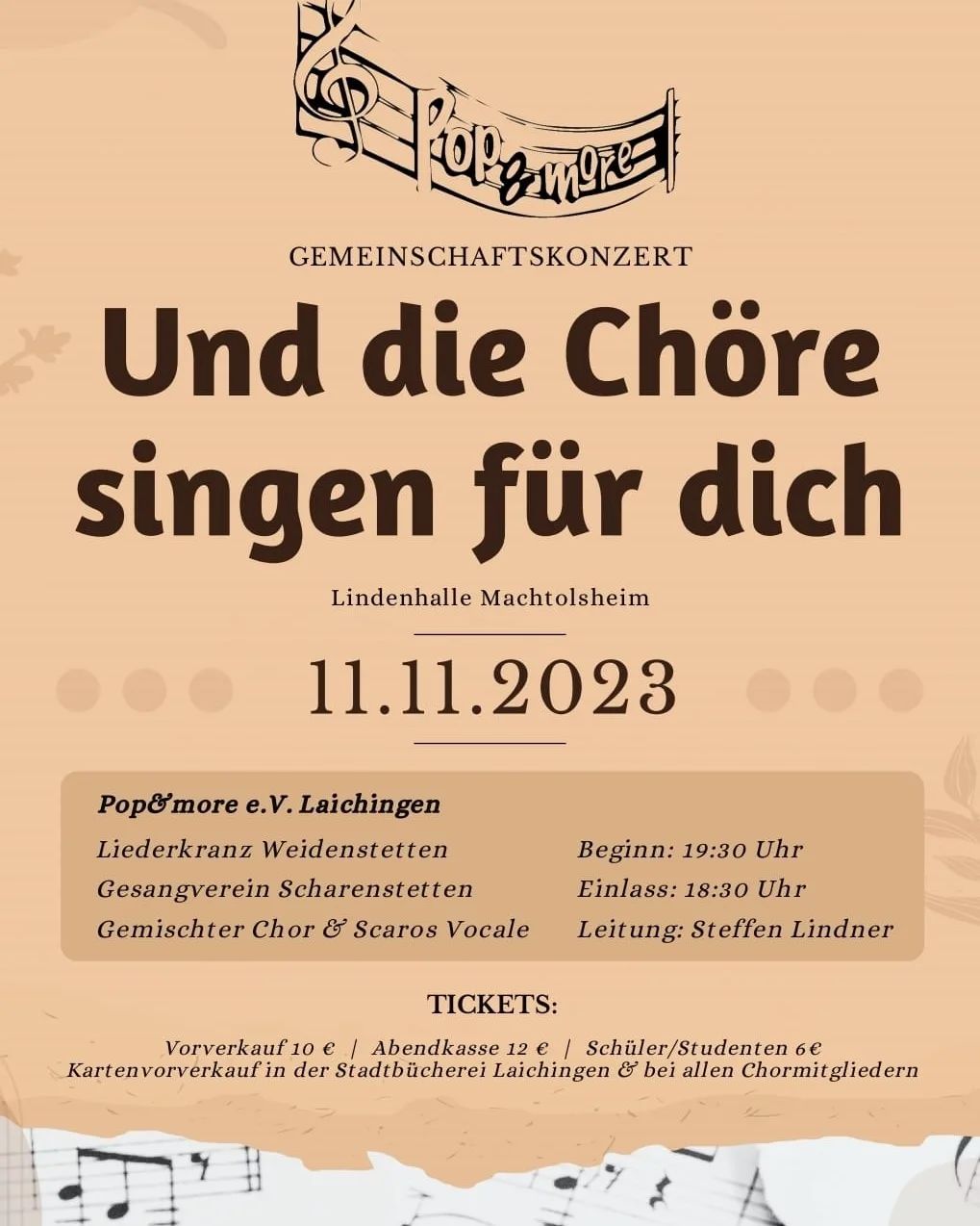 #scharenstetten #scarosvokale #gesangverein #kultur Und die Chöre singen für Dich! – in der Lindenhalle Machtolsheim am Samstag 11.11. um 19:30.