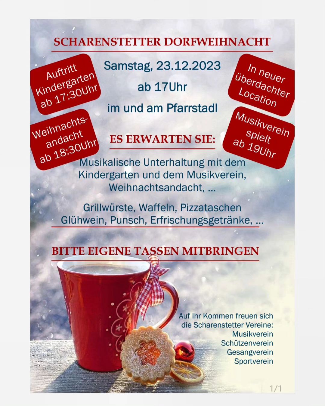 Kurz vor dem Fest noch Freunde, Nachbarn, Bekannte treffen, Plaudern, Glühwein trinken, Essen und der Musik lauschen. Dorfleben eben. #Scharenstetten #MusikvereinScharenstetten #SchützenvereinScharenstetten #GesangvereinScharenstetten #sportvereinscharenstetten #schwäbischealb #dorfleben #albdonaukreis #genussregion