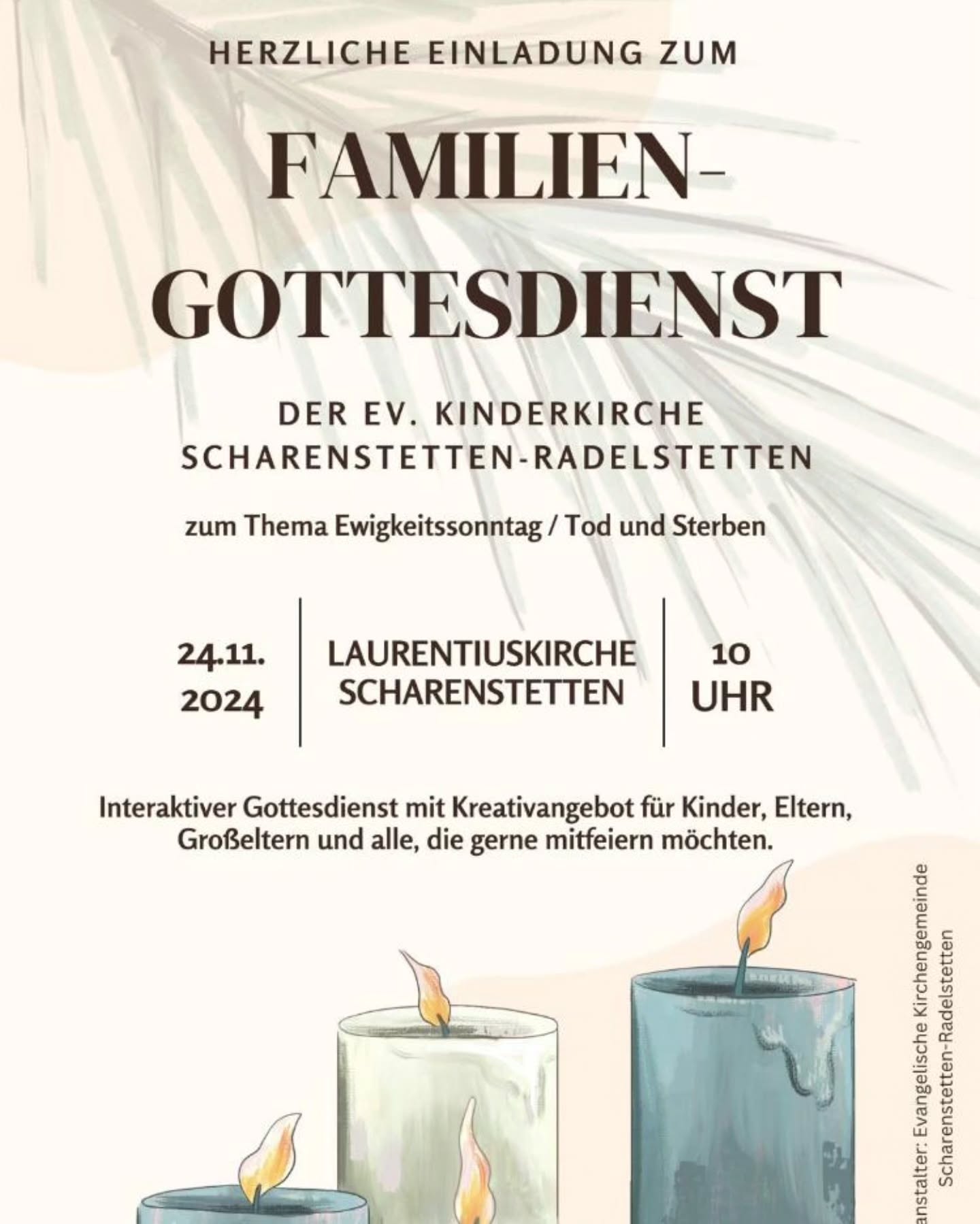 Familien Gottesdiens am 34.12.2024 ab 10 Uhr in der Laurentiuskirche Scharenstetten #Gottesdienst #gemeindelebt #dorfleben