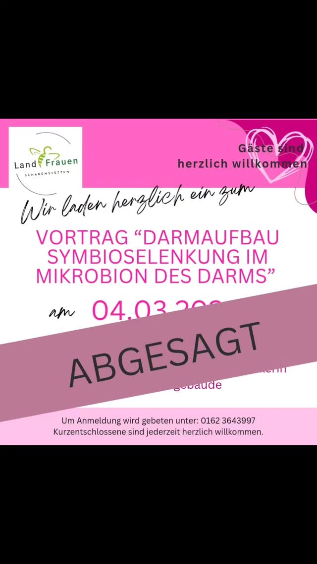Der Vortrag über Darmgesundheit vom 4.3. Wurde abgesagt #landfrauenscharenstetten