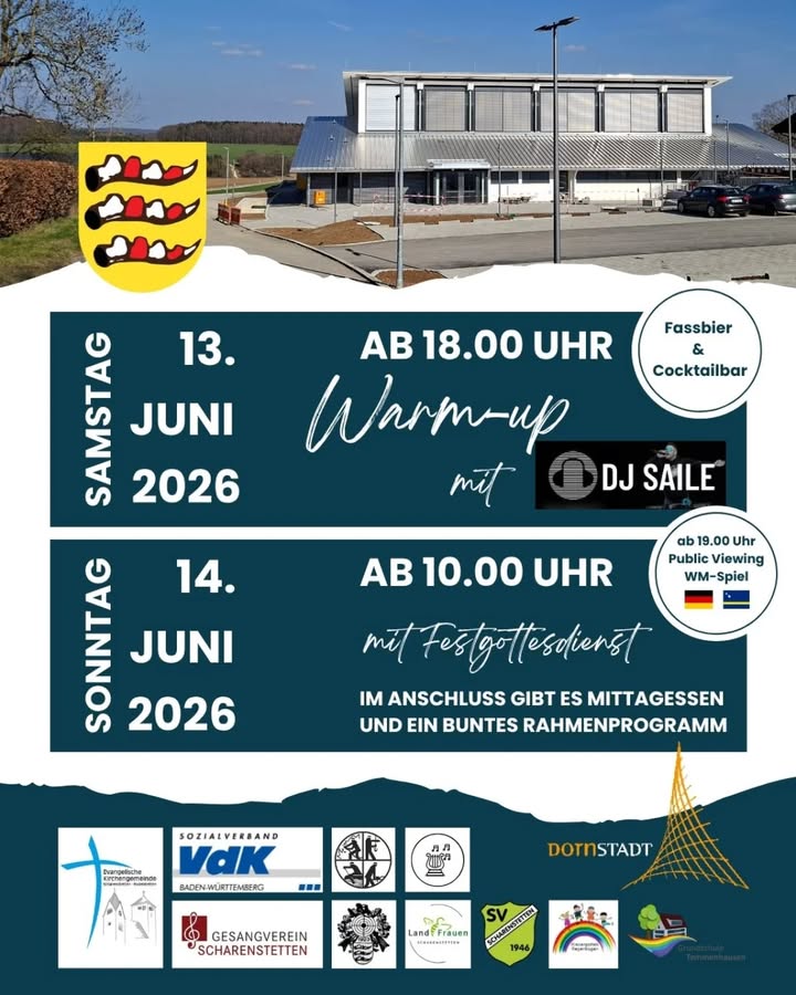 Endlich ist es soweit… unsere langersehnte Mehrzweckhalle wird eingeweiht.
Bitte merkt euch den Termin heute schon vor.
#scharenstetten #einweihung #einweihungsparty #mehrzweckhalle #offiziell @gemeinde_dornstadt @svscharenstetten1946 @mixtum_vokale @scarosvokale @schuetzenvereinscharenstetten @mvscharenstetten_1925 @landfrauen_scharenstetten